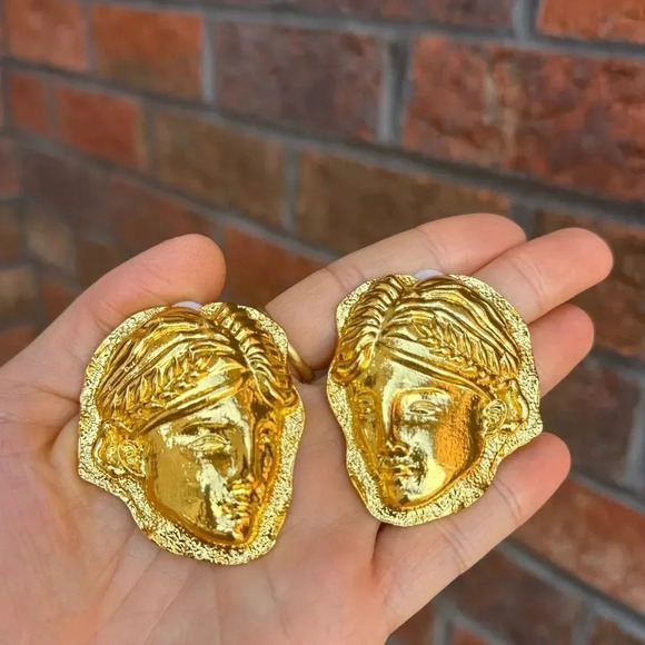 ZARA FACE GOLD EARRINGS - Picture 3 of 10